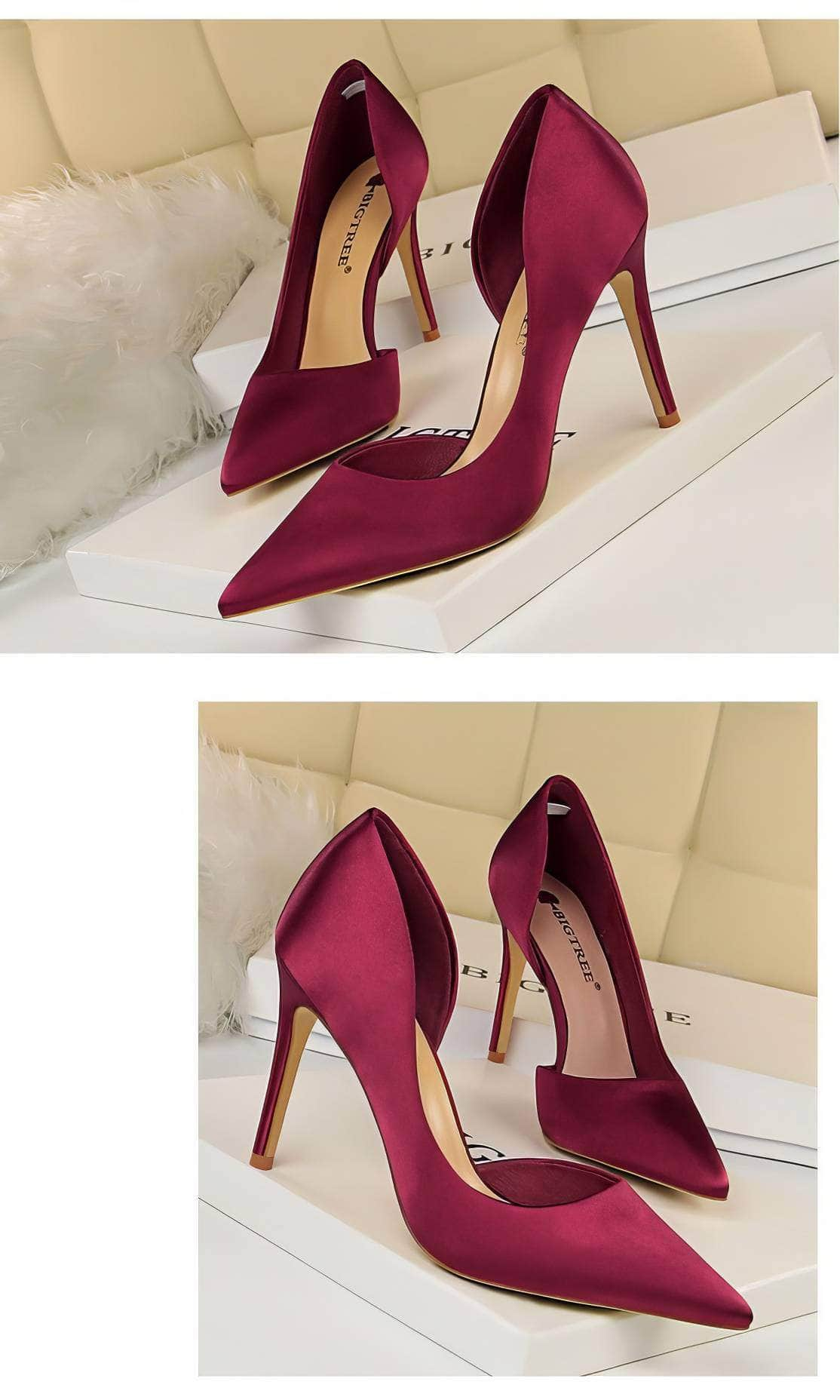 Classy Pointy Toes Satin Court Stilettos