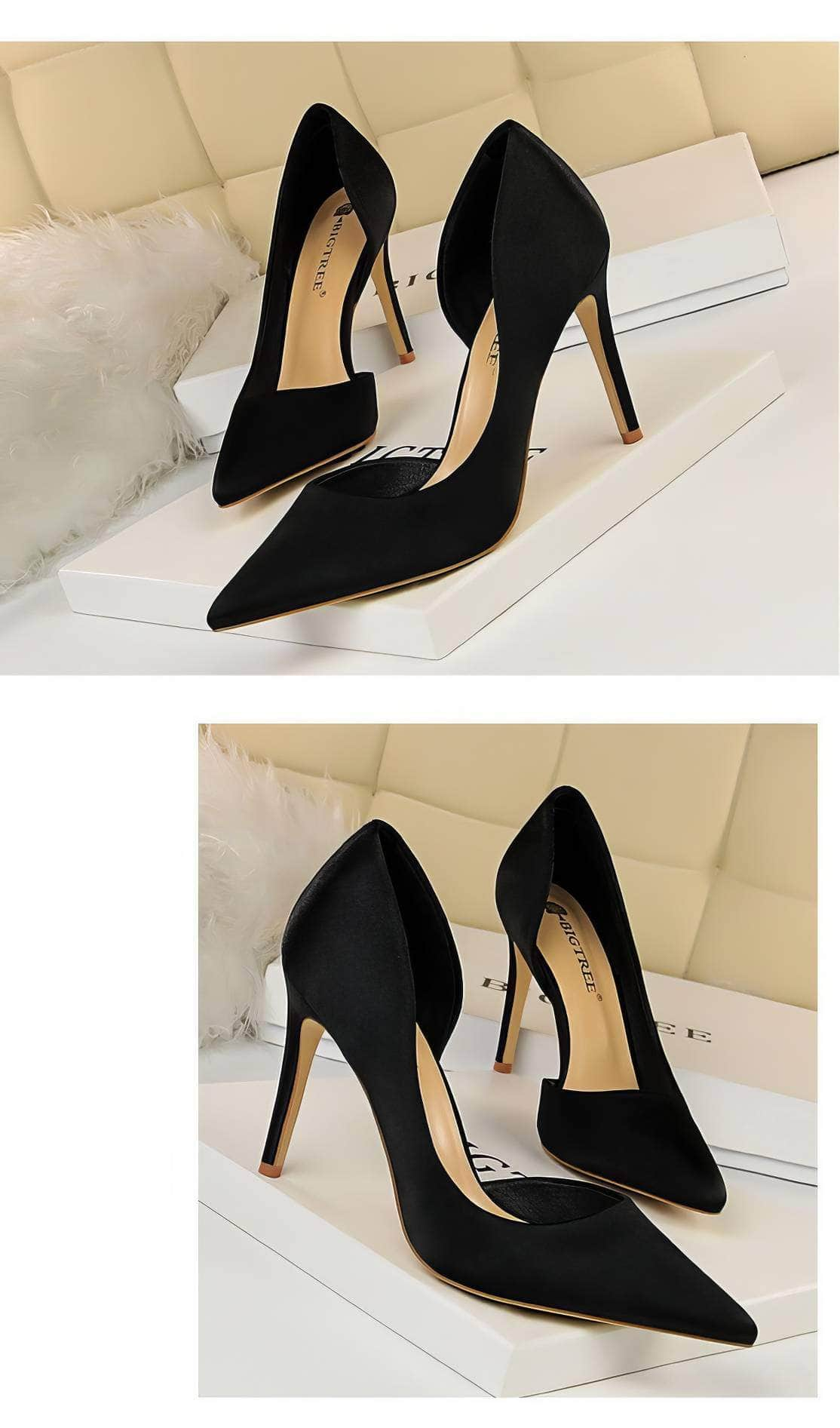 Classy Pointy Toes Satin Court Stilettos