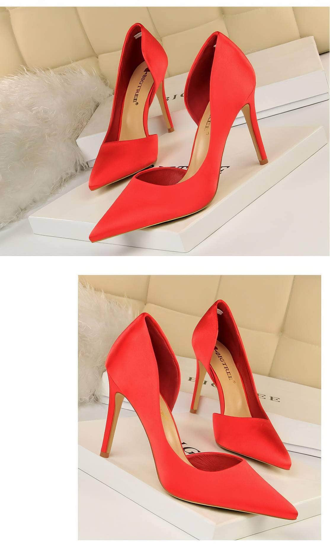 Classy Pointy Toes Satin Court Stilettos