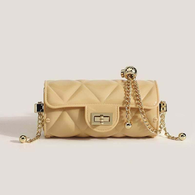 Classy Quilted Twist Lock Flap Chain Bag Yellow