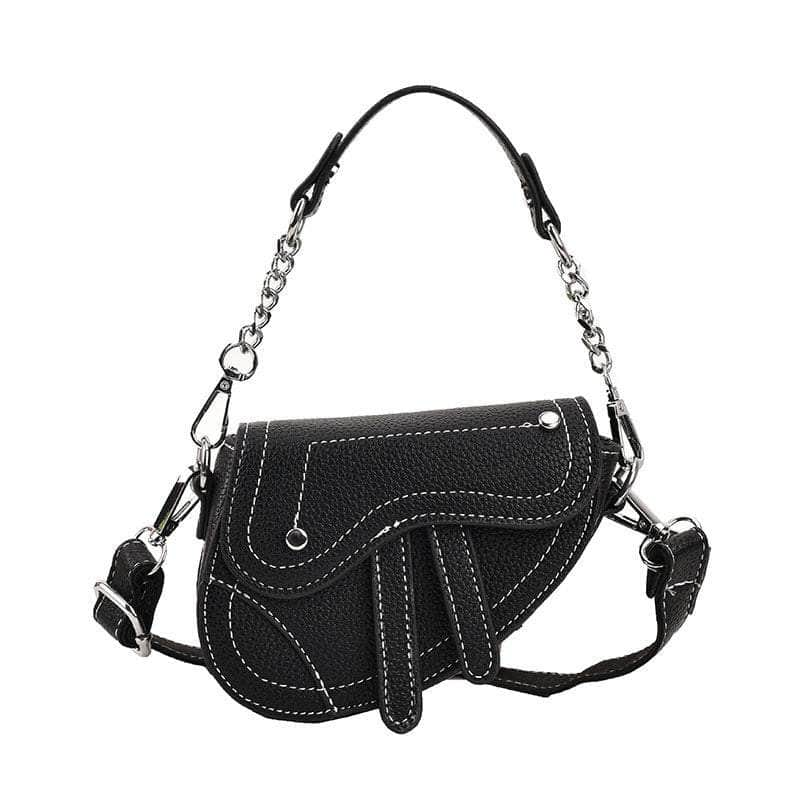 Classy Saddle Leather Bag Black