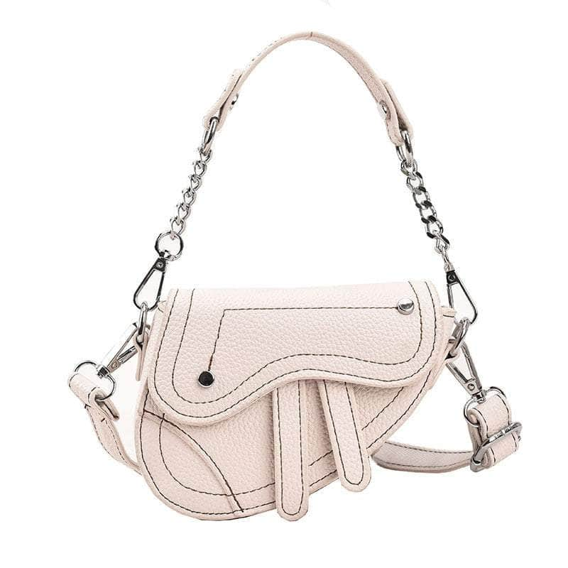 Classy Saddle Leather Bag White