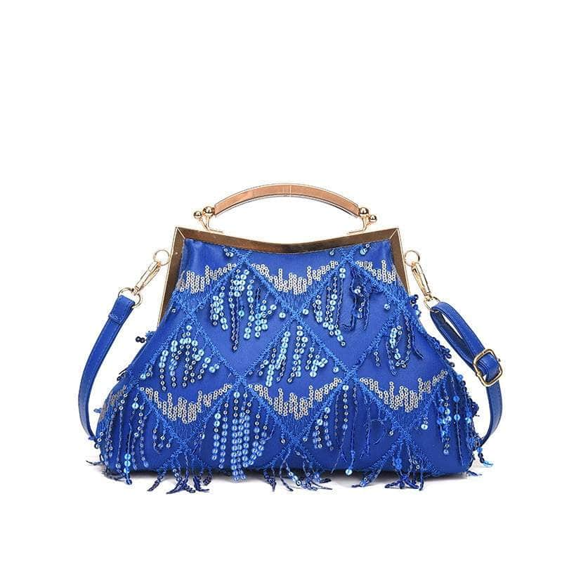 Classy Sequin Metallic Bag Blue