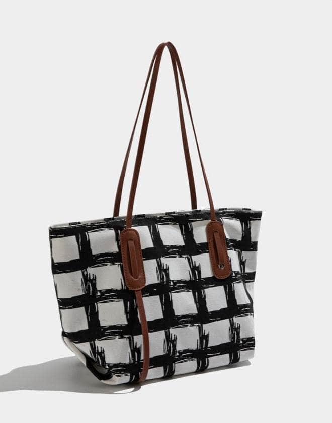 Classy Totes Plaid Pattern Shoulder Bag