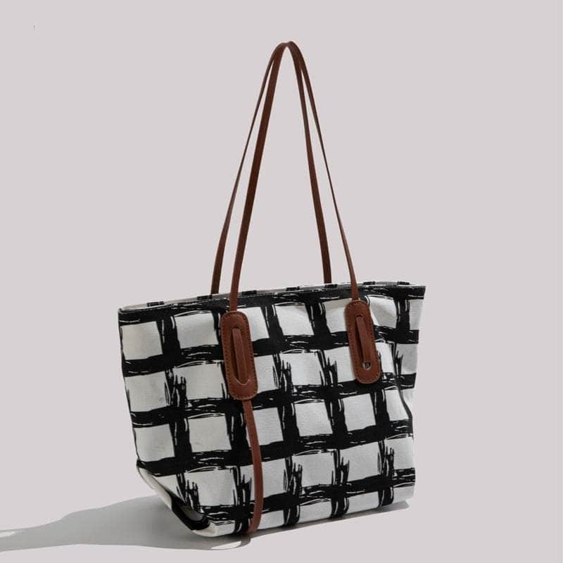 Classy Totes Plaid Pattern Shoulder Bag