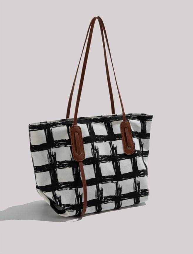 Classy Totes Plaid Pattern Shoulder Bag