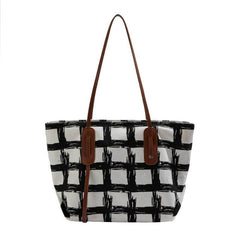 Classy Totes Plaid Pattern Shoulder Bag