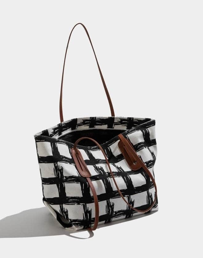 Classy Totes Plaid Pattern Shoulder Bag