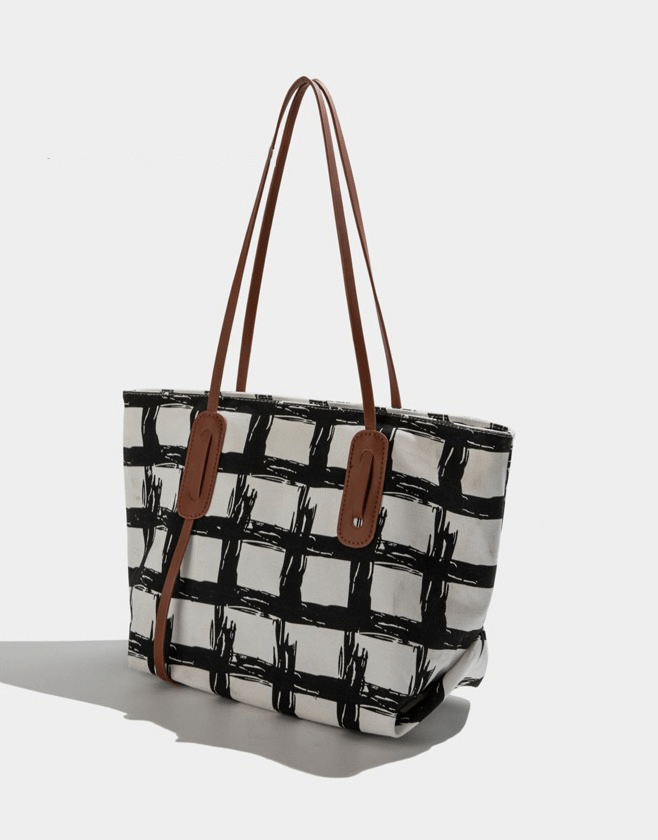 Classy Totes Plaid Pattern Shoulder Bag