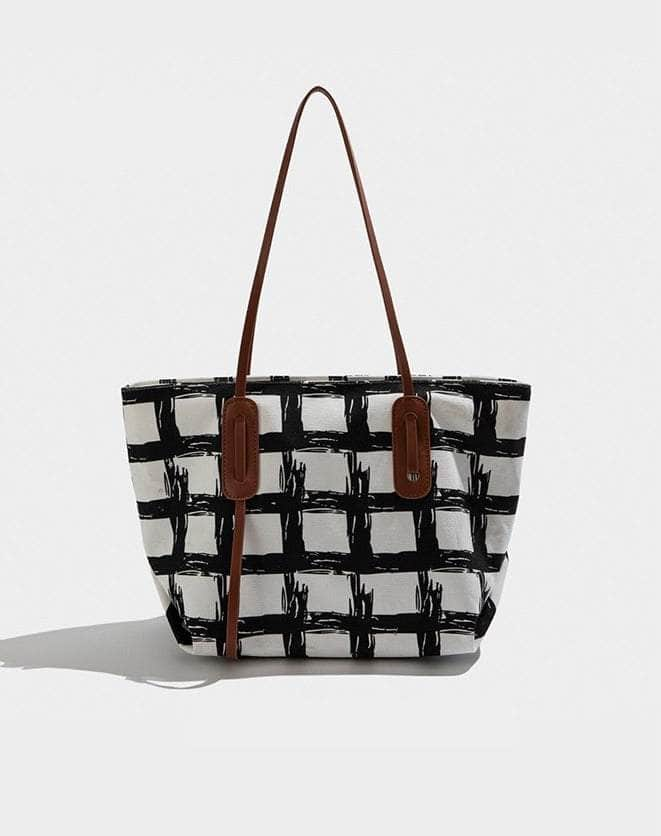 Classy Totes Plaid Pattern Shoulder Bag