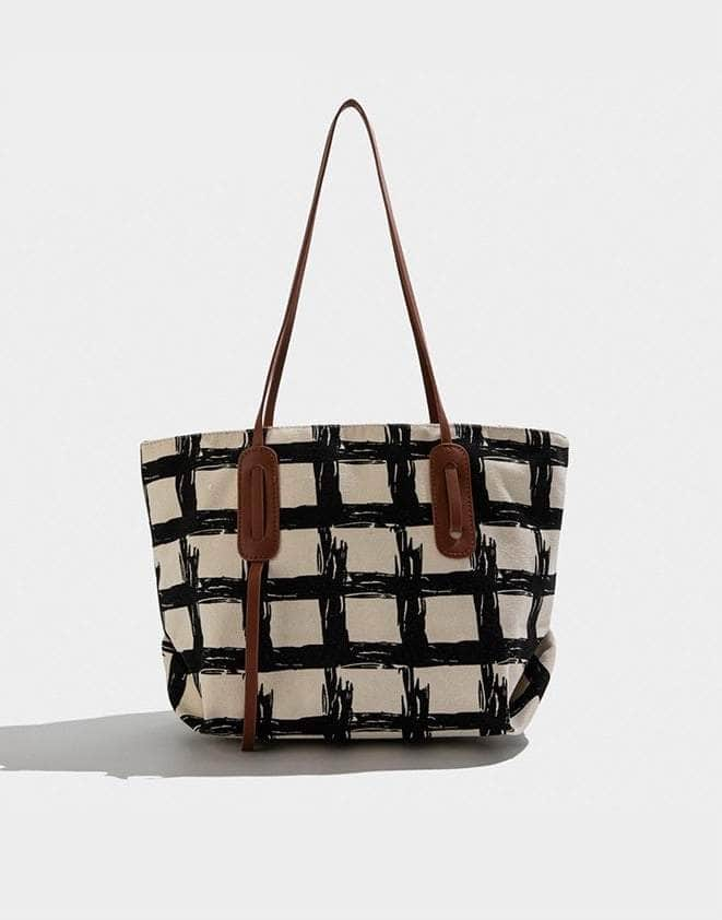 Classy Totes Plaid Pattern Shoulder Bag