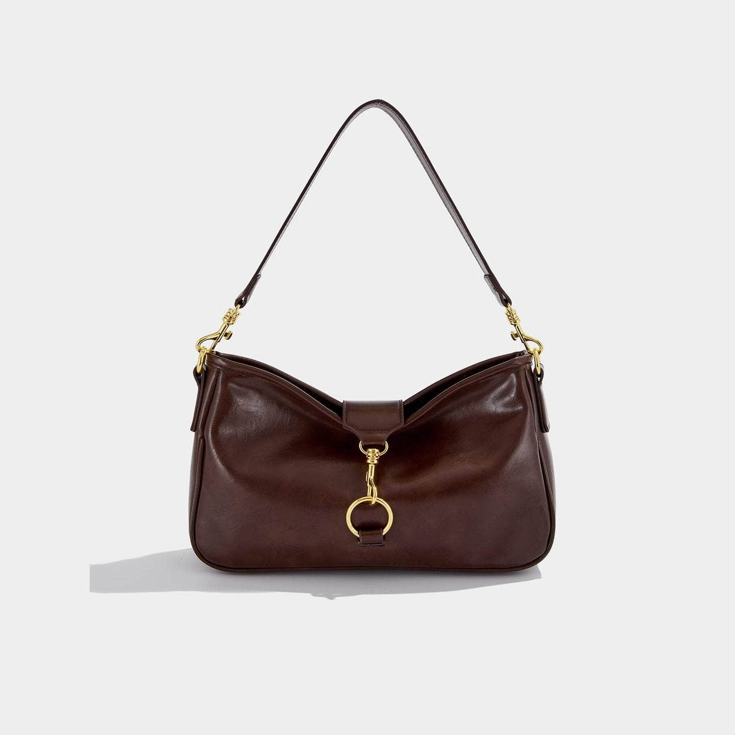 Classy Underarm Leather Purse Coffee