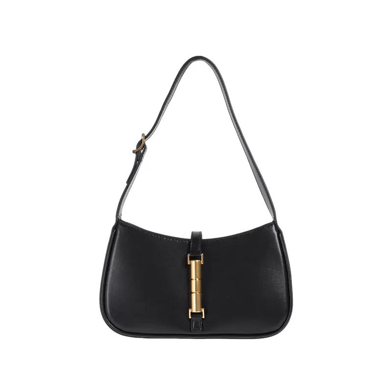 Classy Women's Metallic Accent Shoulder Bag Black