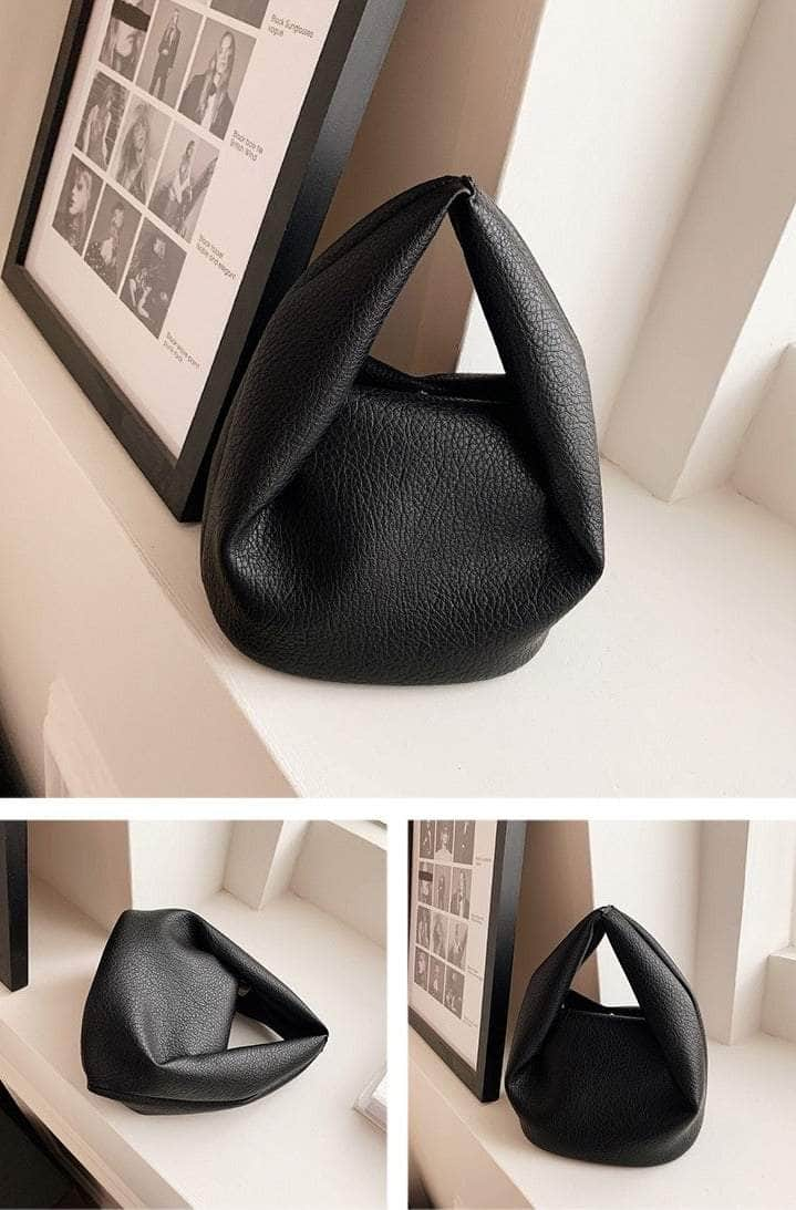 Cloud Bucket Bag with Embossed Leather Detailing Black