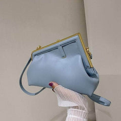 Clutch Crossbody Leather Purse with Metal Clasp Closure