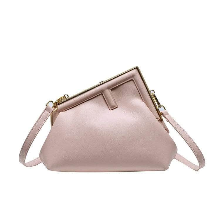 Clutch Crossbody Leather Purse with Metal Clasp Closure Blush