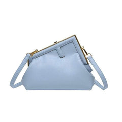 Clutch Crossbody Leather Purse with Metal Clasp Closure Light-blue