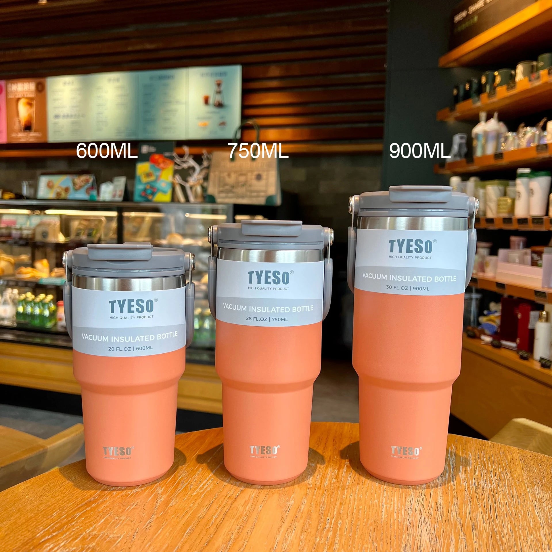 Coffee Cup Stainless Steel Thermos Bottle - Double-layer Insulation for Cold and Hot Drinks, Travel Mug, Vacuum Flask, Car Water Bottle Orange-1pcs / 600ML