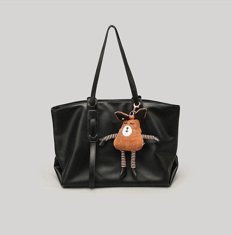 College Style Shoulder Bucket Bag Black