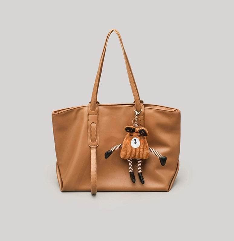 College Style Shoulder Bucket Bag Caramel