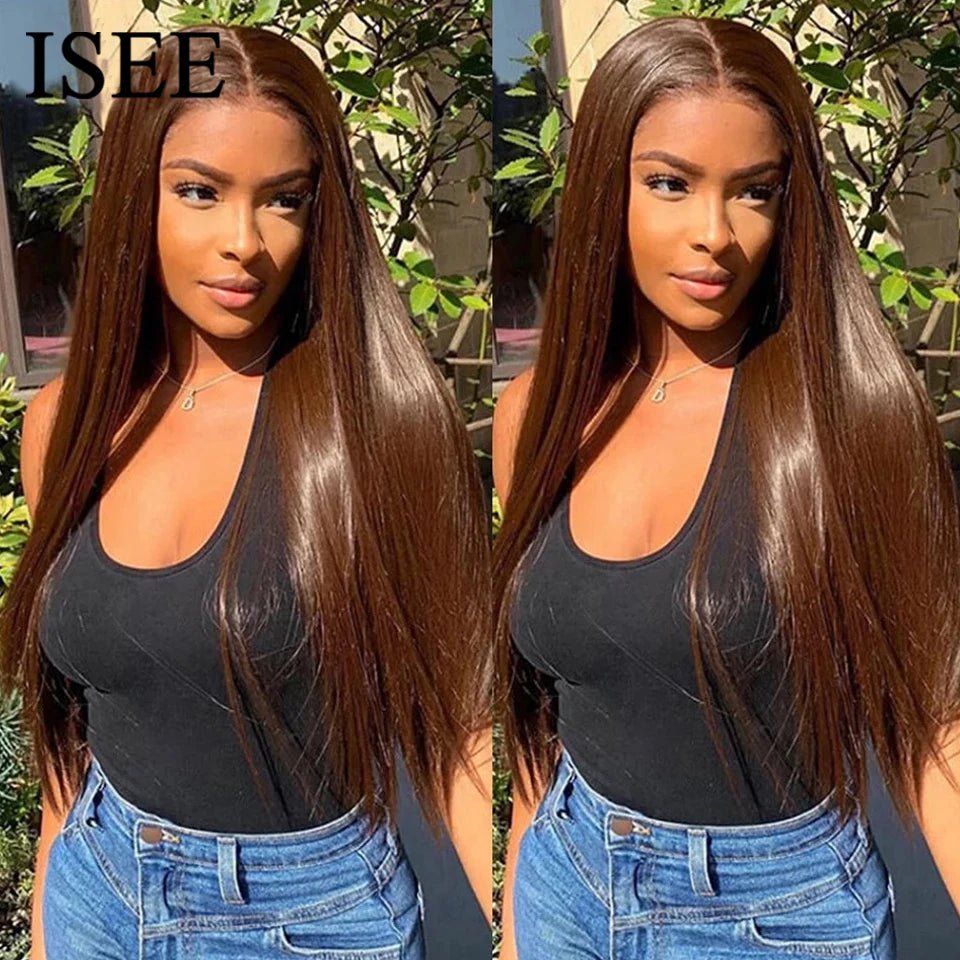 Colored Lace Front Wig - Wear And Go, #4 Chocolate Brown, 4x4 Glueless Transparent Straight Lace Closure, Human Hair Wig