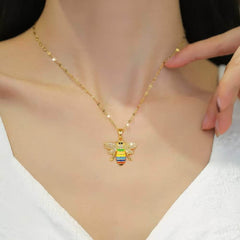 Colorful Bees Pendant Necklace N2138