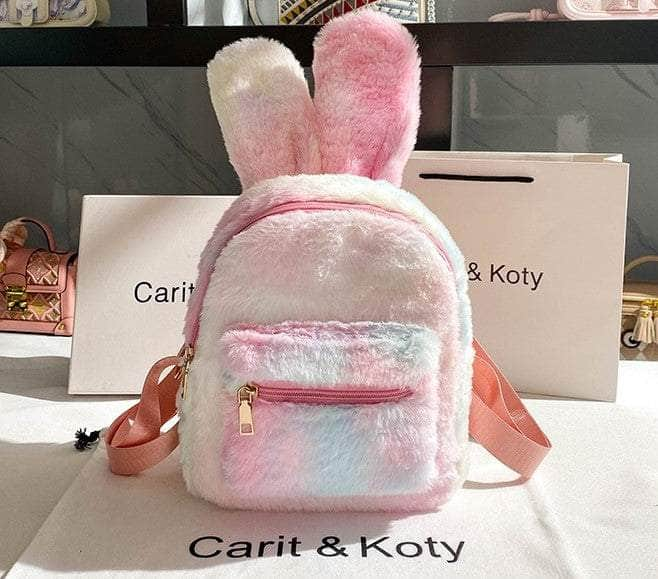 Colorful Bunny Plush Backpack Multicolor