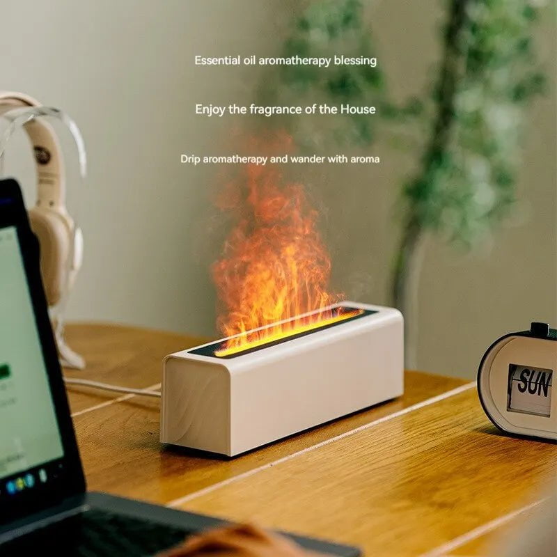 Colorful Flame Simulation USB Plug-in Diffuser for Office and Home - Fragrance and Humidification