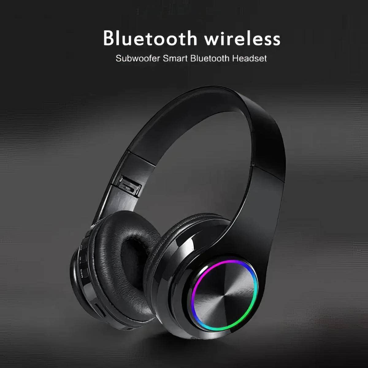 Colorful Luminous Wireless Bluetooth Headset for Gaming, Music, Sports - Supports Mobile Phones and Computers with Card Insertion black