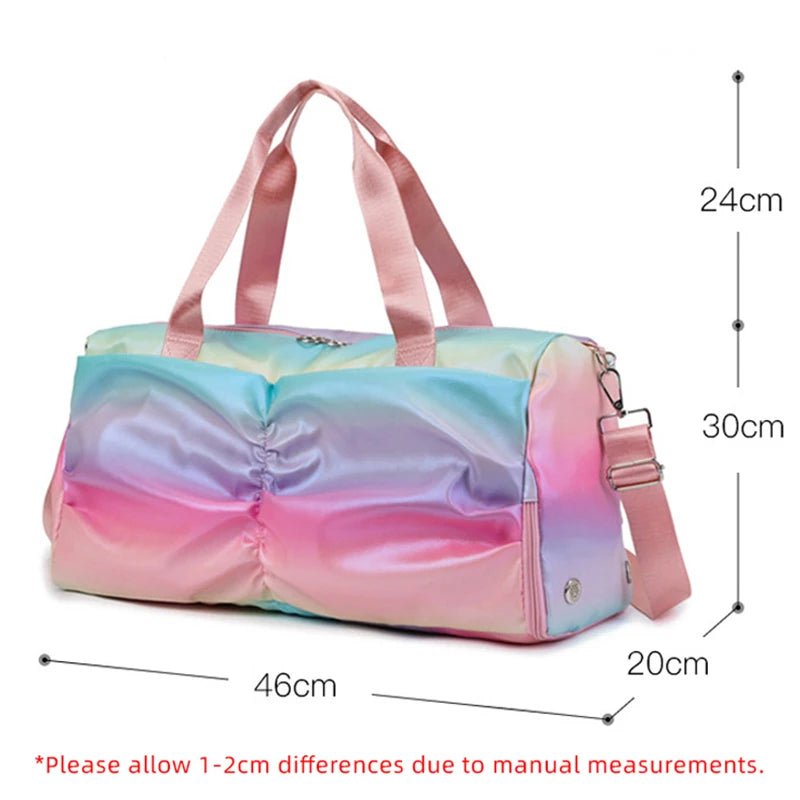 Colorful Women's Gym Bag: Travel Fitness Bags with Shoe Compartment, Outdoor Shoulder Sports Student Bag - Daily Dry Wet Handbags Duffel Yoga Pack