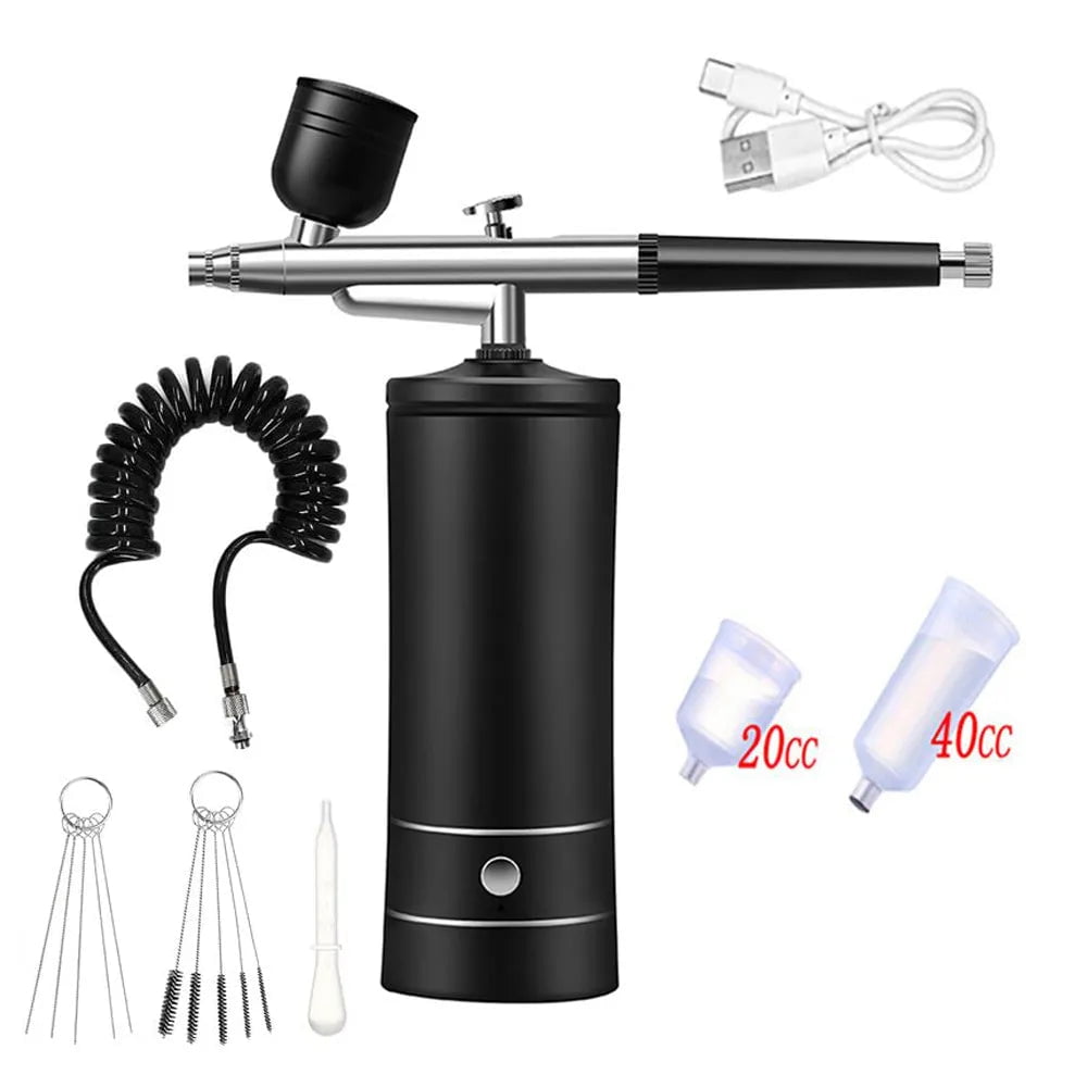 Compact Airbrush Kit: Portable for Nail Art, Cake Decoration black set 1