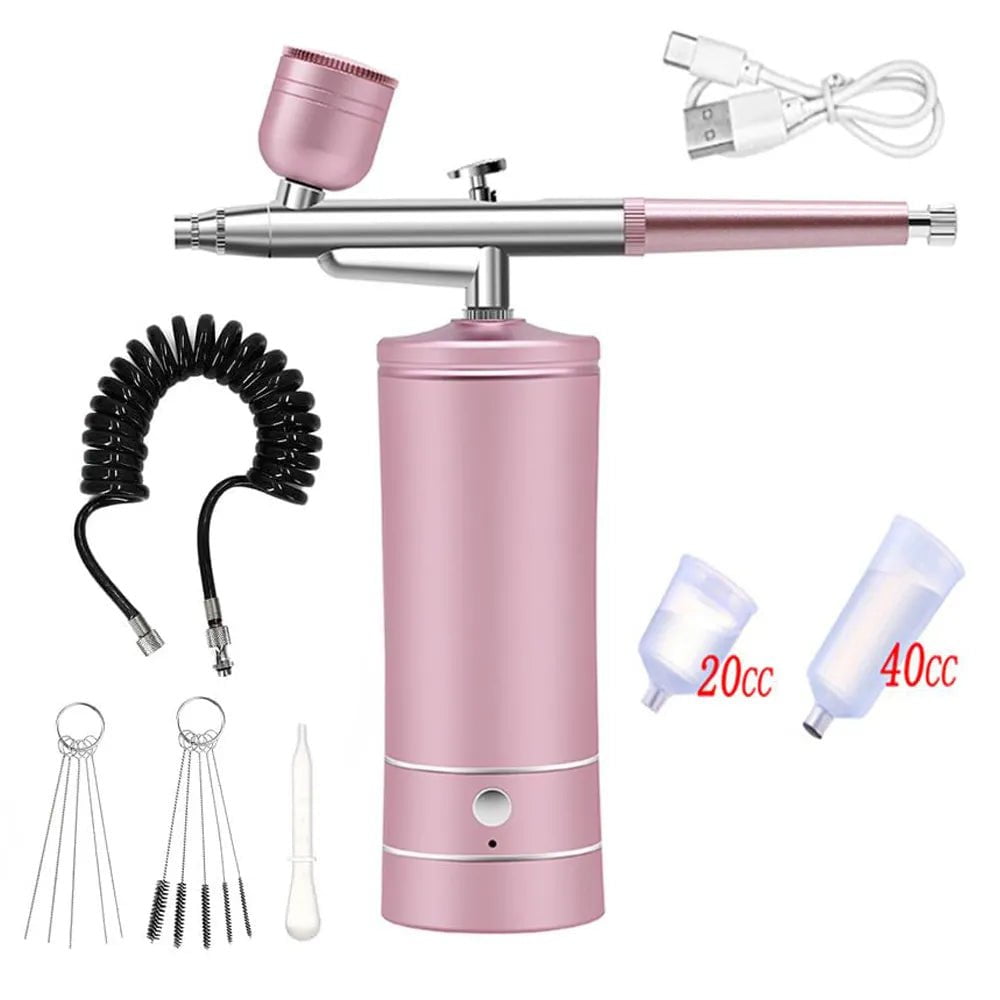 Compact Airbrush Kit: Portable for Nail Art, Cake Decoration pink set 1