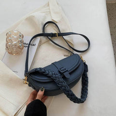 Compact Flap Underarm Saddle Bag Blue