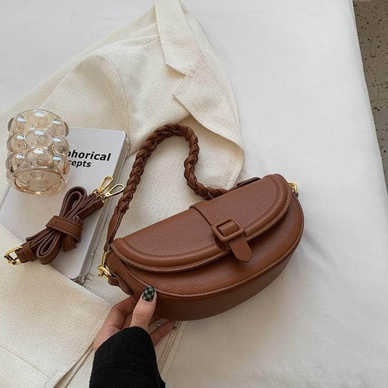 Compact Flap Underarm Saddle Bag Caramel