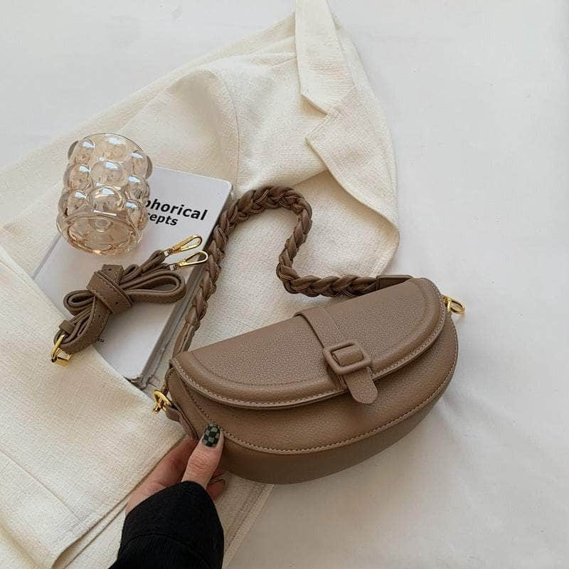 Compact Flap Underarm Saddle Bag Tan