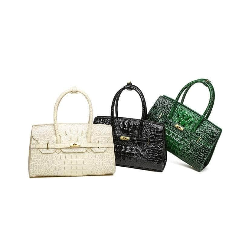 Compact Handbag with Stylish Crocodile Pattern