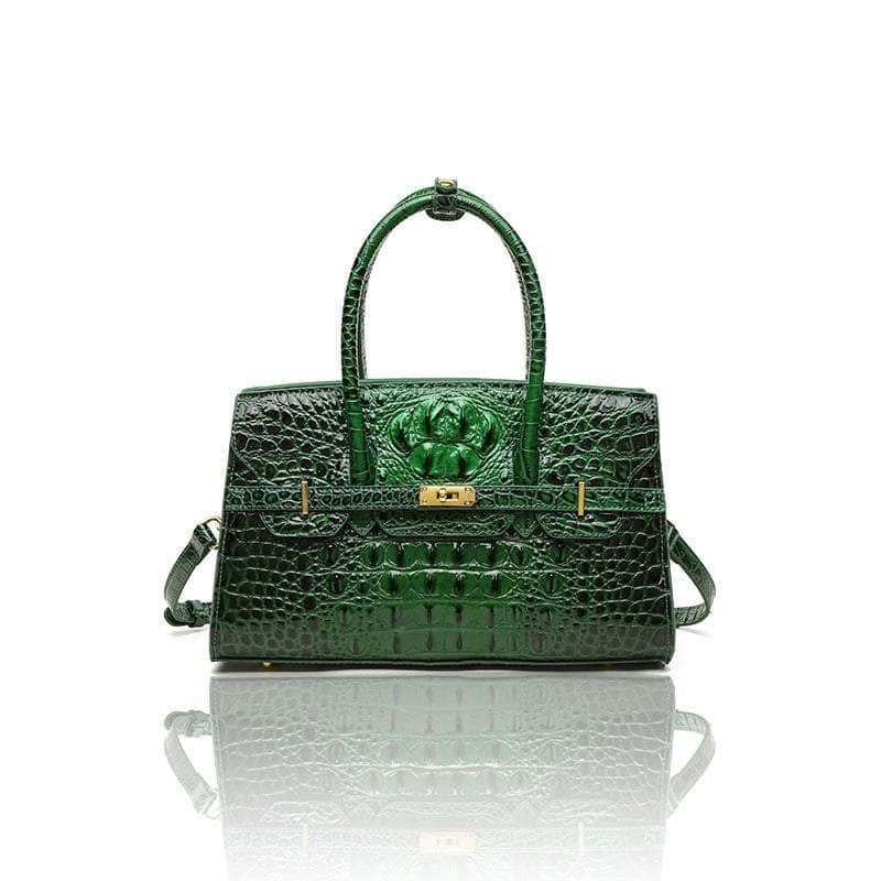 Compact Handbag with Stylish Crocodile Pattern Green