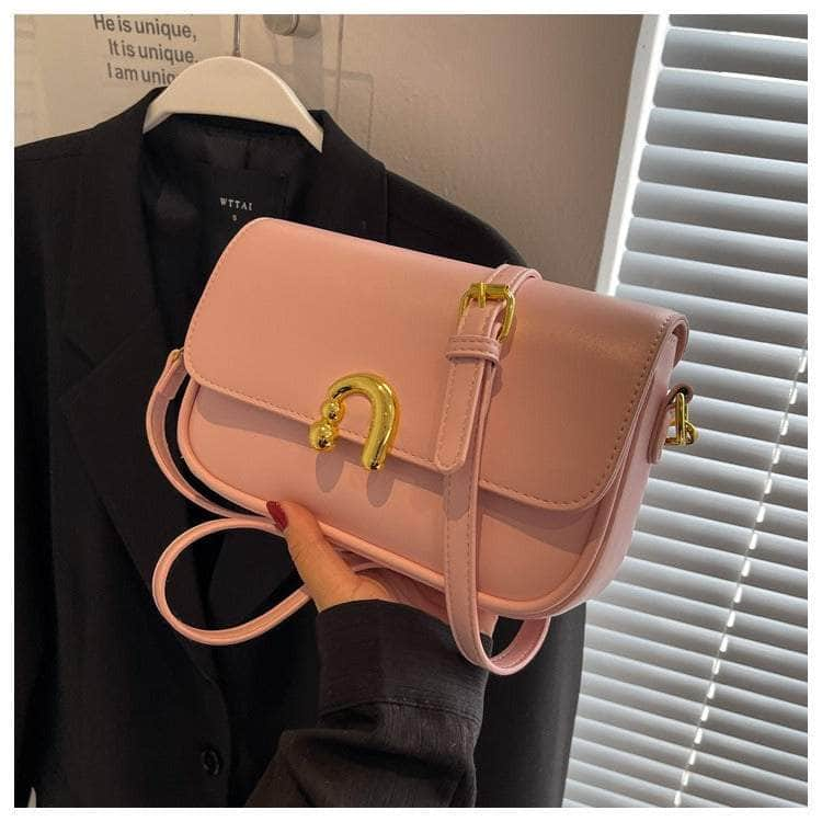 Compact Leather Shoulder Bag with Crossbody Strap