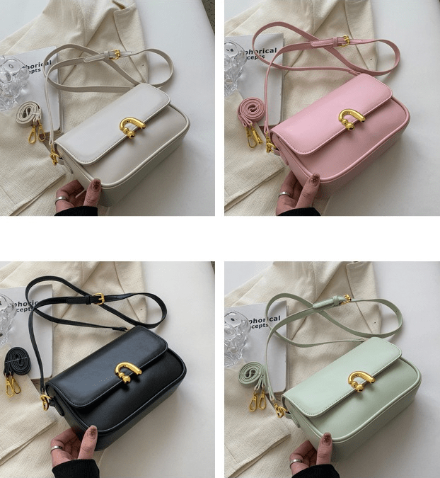 Compact Leather Shoulder Bag with Crossbody Strap