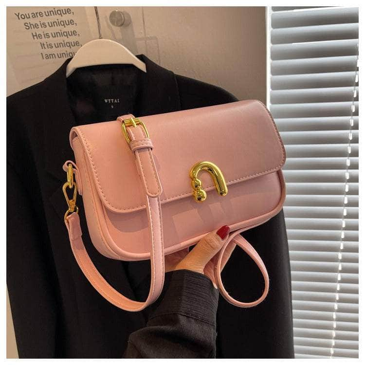 Compact Leather Shoulder Bag with Crossbody Strap