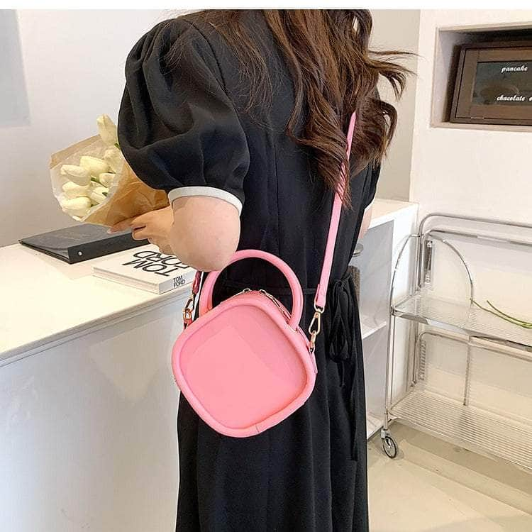 Compact Shoulder Bag with Diamond-Shaped Design