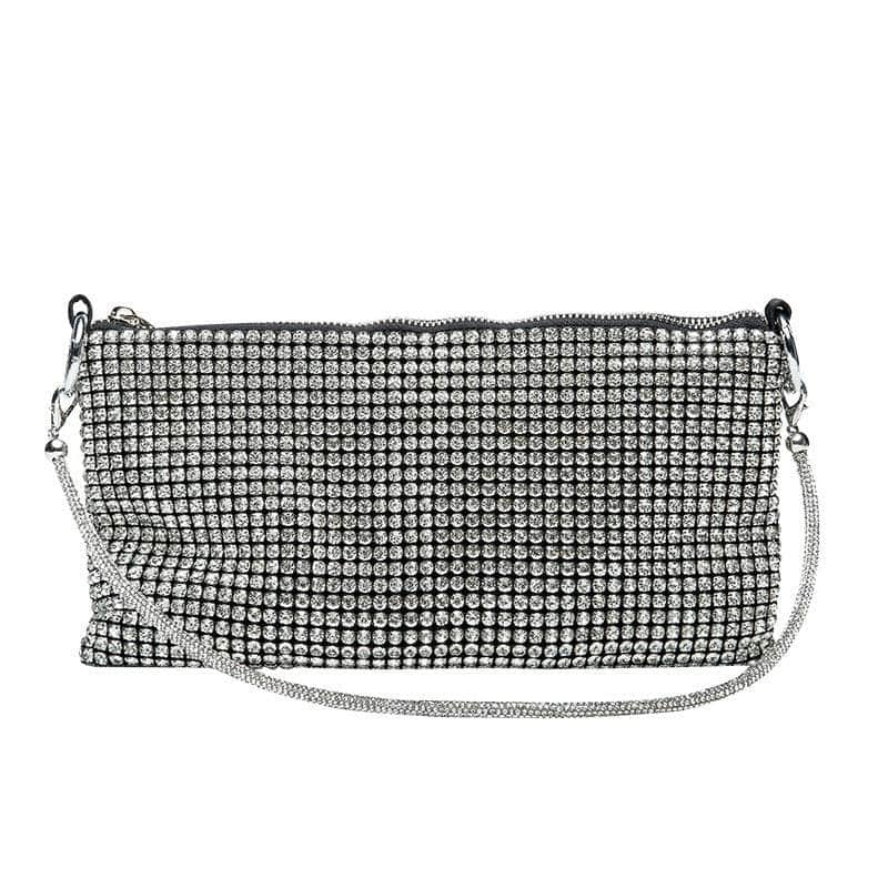 Compact Square Bag with Rhinestone Embellishment