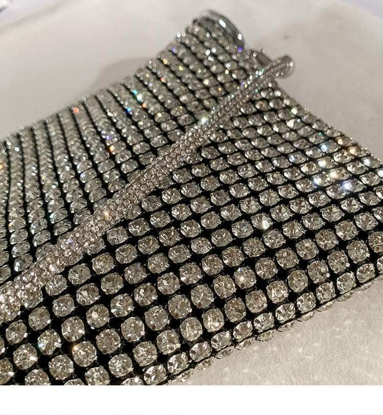 Compact Square Bag with Rhinestone Embellishment