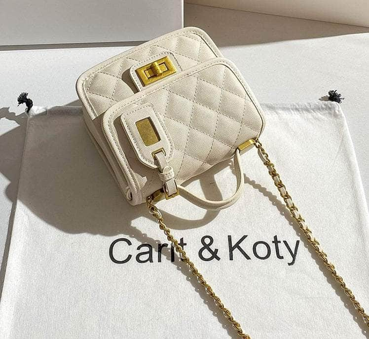 Contemporary Chain Strap Quilted Crossbody Bag