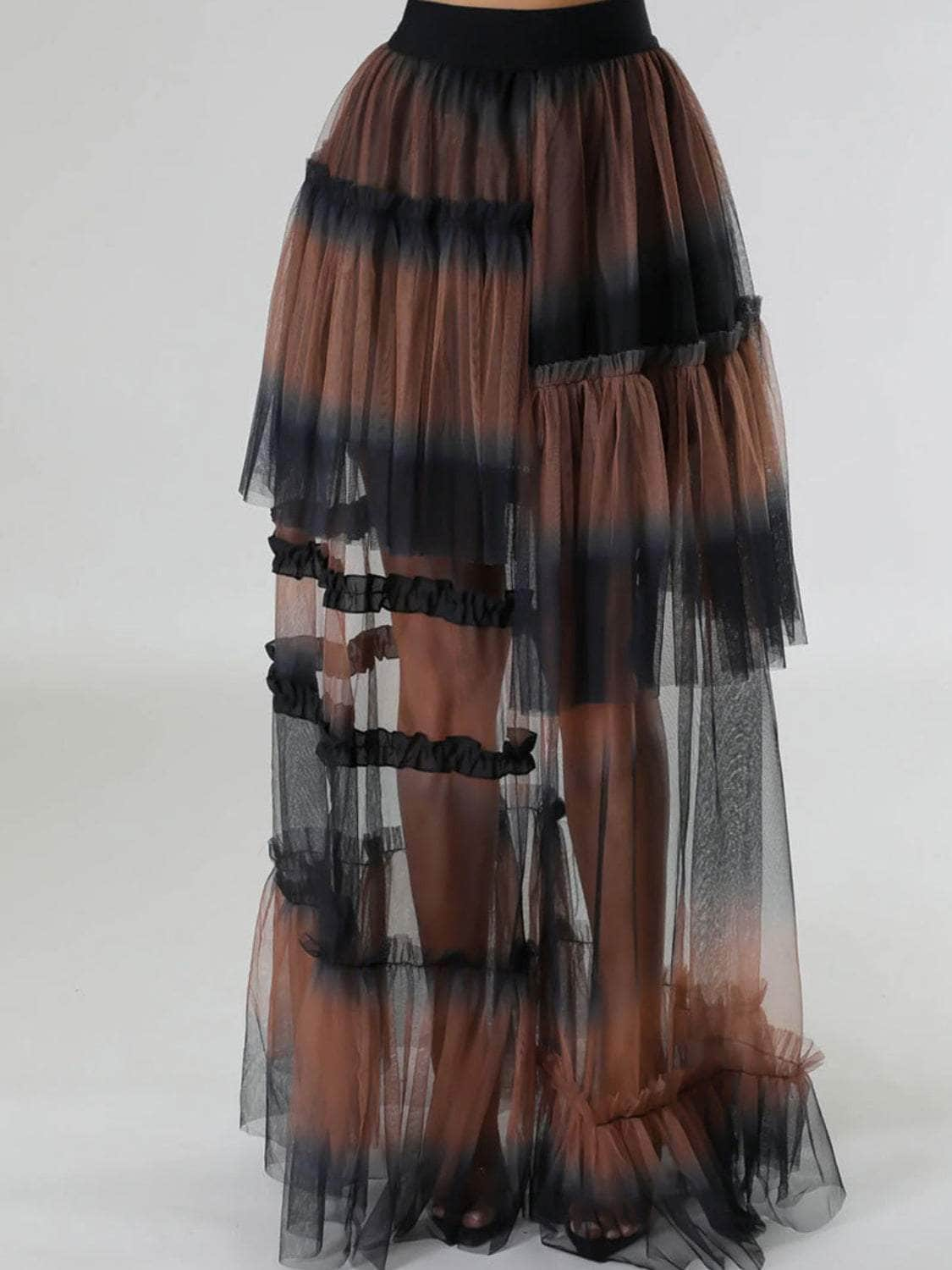 Contrast High Waist Maxi Skirt Chocolate / S