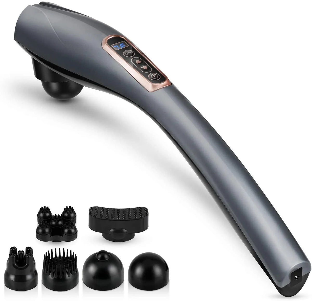 Cordless Handheld Electric Heat Massager: Luxurious Deep Kneading Tissue Massage for Full Body Pain Relief GRAY / EU Plug