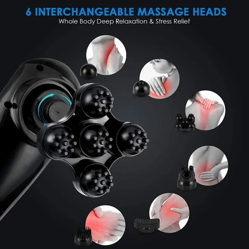 Cordless Handheld Electric Heat Massager: Luxurious Deep Kneading Tissue Massage for Full Body Pain Relief GRAY / EU Plug