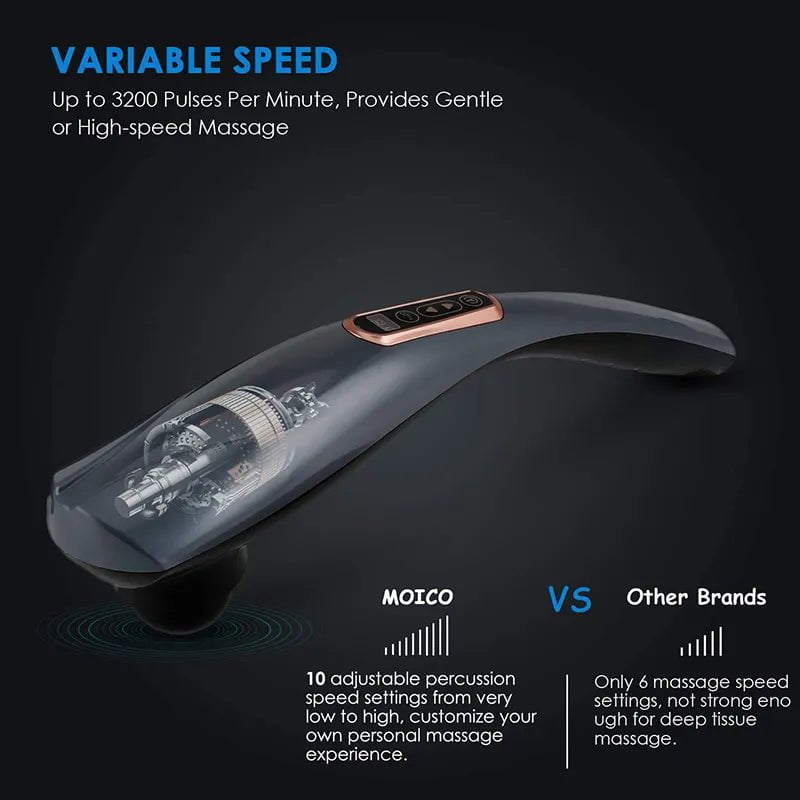 Cordless Handheld Electric Heat Massager: Luxurious Deep Kneading Tissue Massage for Full Body Pain Relief GRAY / EU Plug