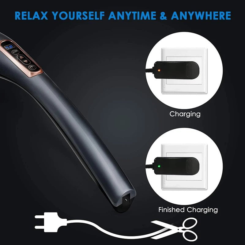 Cordless Handheld Electric Heat Massager: Luxurious Deep Kneading Tissue Massage for Full Body Pain Relief GRAY / EU Plug