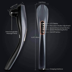 Cordless Handheld Electric Heat Massager: Luxurious Deep Kneading Tissue Massage for Full Body Pain Relief GRAY / EU Plug